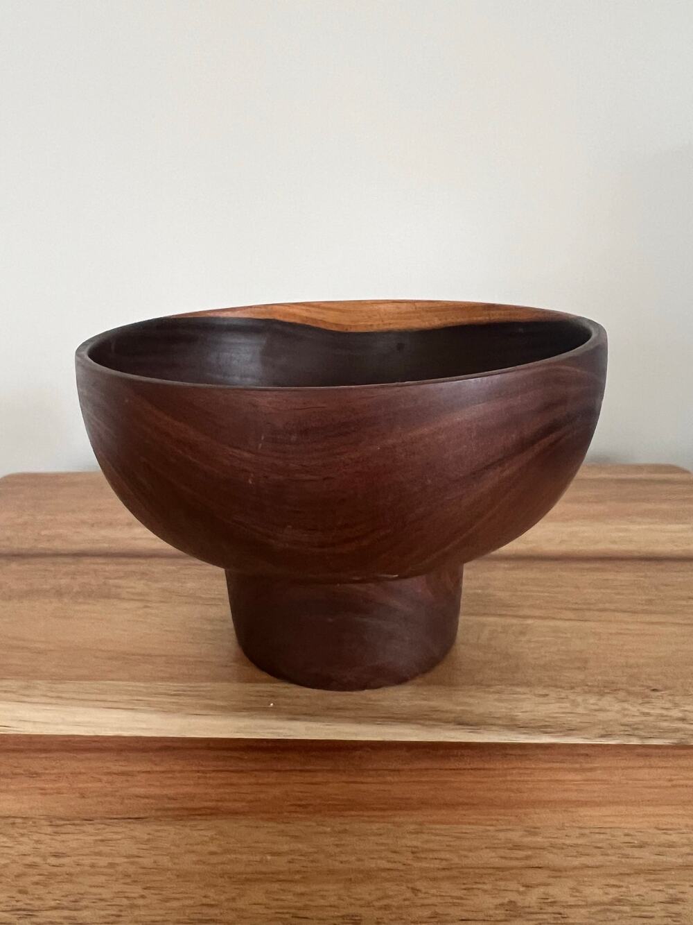 Vintage John May Hand Turned Teak Bowl Signed Jackson NH JL